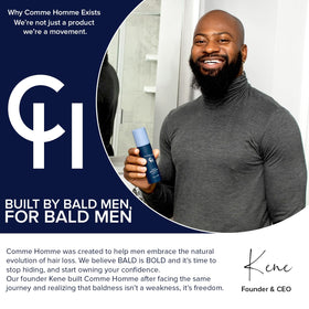 Comme Homme after-shave scalp showing smooth, refreshed skin and reduced buildup