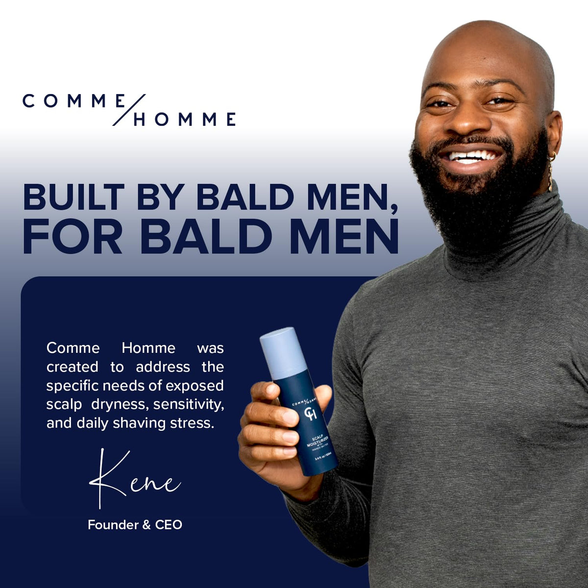 Comme Homme in lifestyle outdoor setting portraying fresh, matte scalp appearance