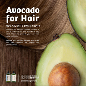 COMMON GROUND avocado oil ingredient shot emphasizing natural hydration benefits