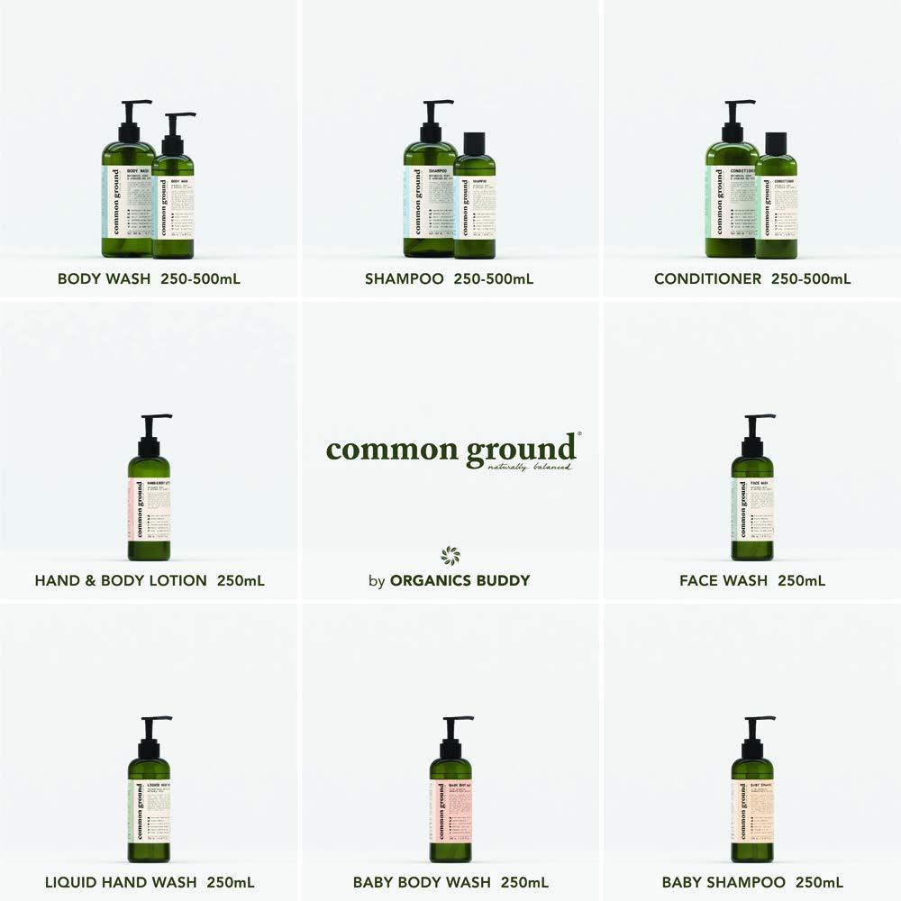 COMMON GROUND bottle staged in bathroom showing daily routine fit