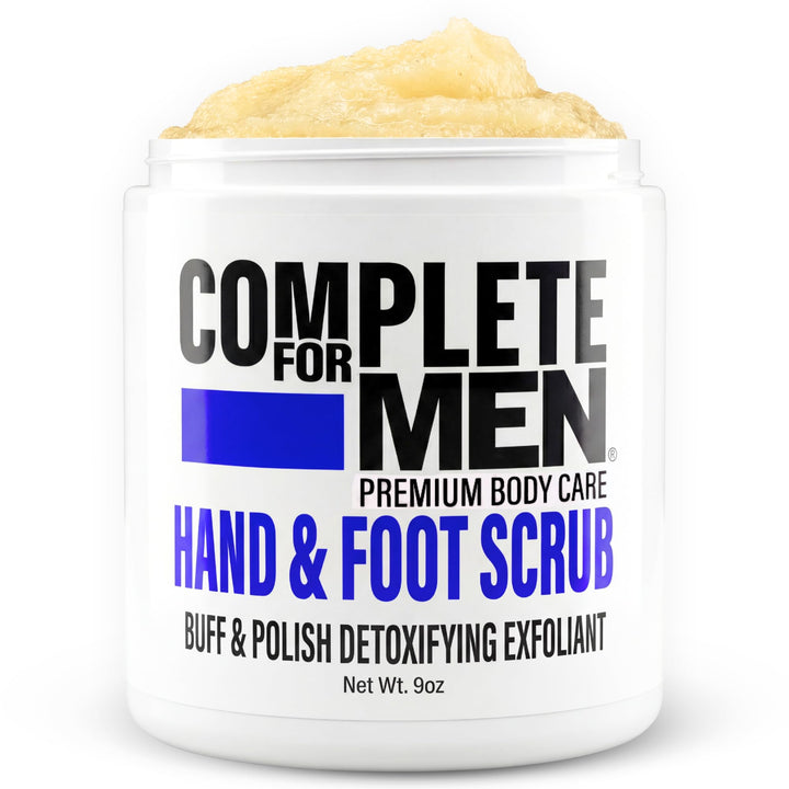 COMPLETE FOR MEN front jar showing label and product purpose for effective exfoliation