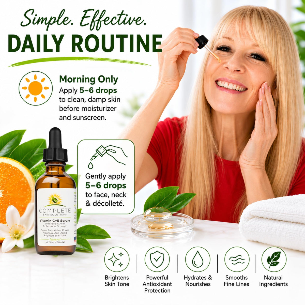 Complete Skin Solutions 2 oz bottle beside a credit card for size reference