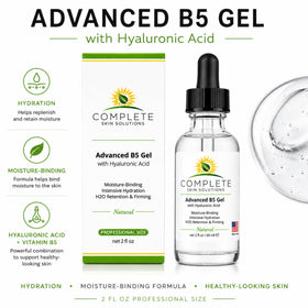 COMPLETE SKIN SOLUTIONS bottle on bathroom counter in routine setting showing daily use benefits