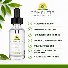 COMPLETE SKIN SOLUTIONS gel on hand demonstrating smooth application and quick absorption