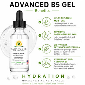 COMPLETE SKIN SOLUTIONS gel texture close-up highlighting lightweight, fast-absorbing hydration