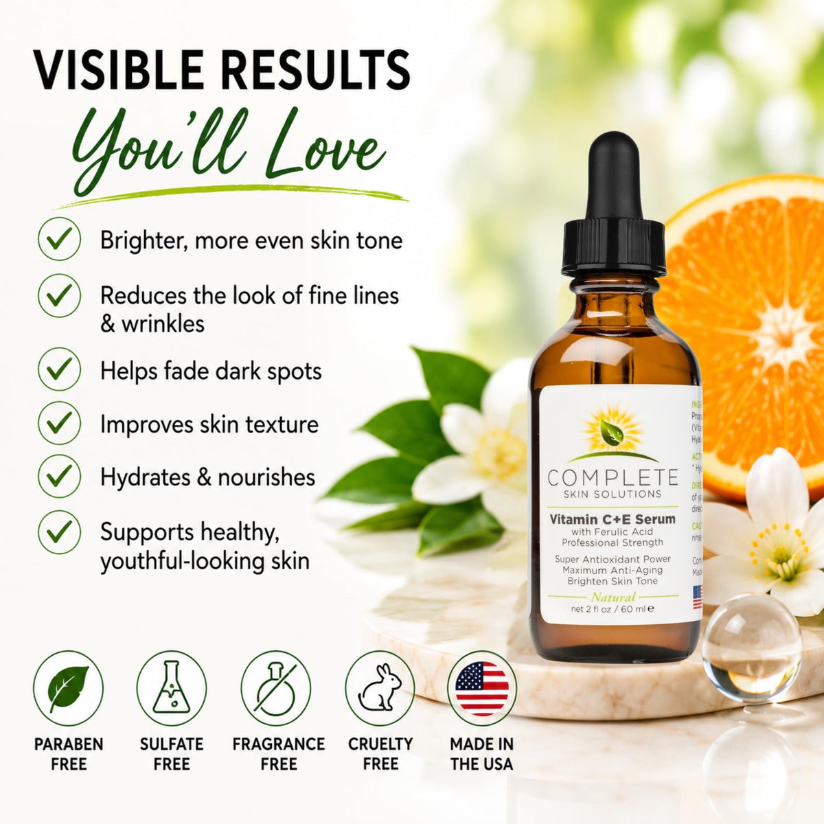 Complete Skin Solutions bottle on bathroom counter conveying daily routine use