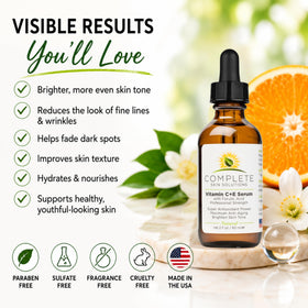 Complete Skin Solutions bottle on bathroom counter conveying daily routine use