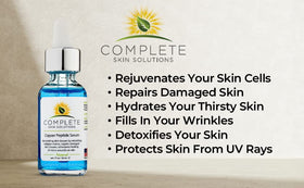 Complete Skin Solutions dropper pipette dispensing serum showing precise application benefit