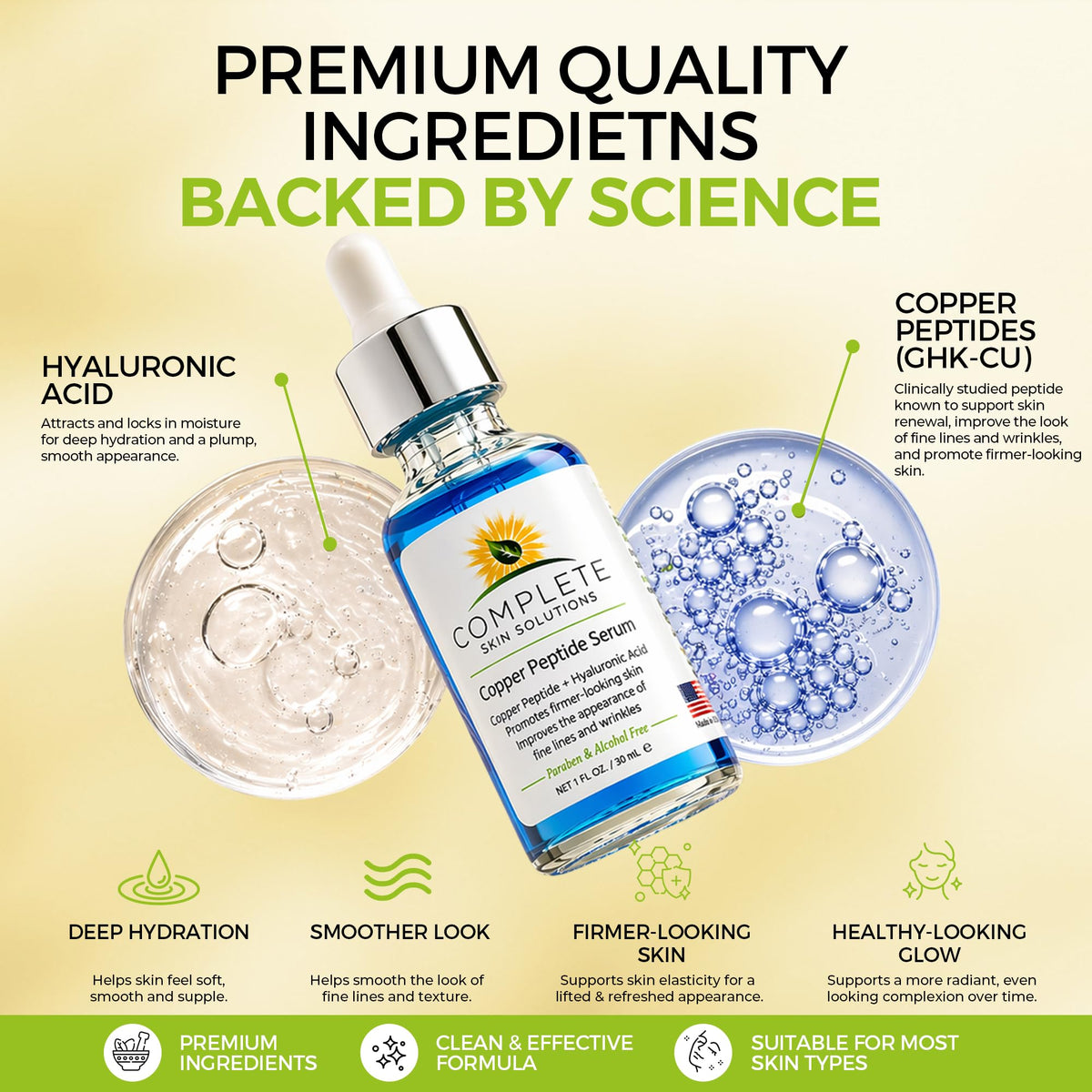 Complete Skin Solutions hand applying drops to face showing simple, controlled application benefit