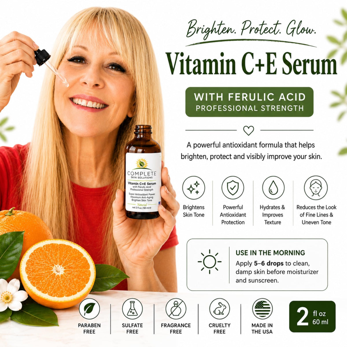 Complete Skin Solutions drop of serum on fingers showing easy dispensing