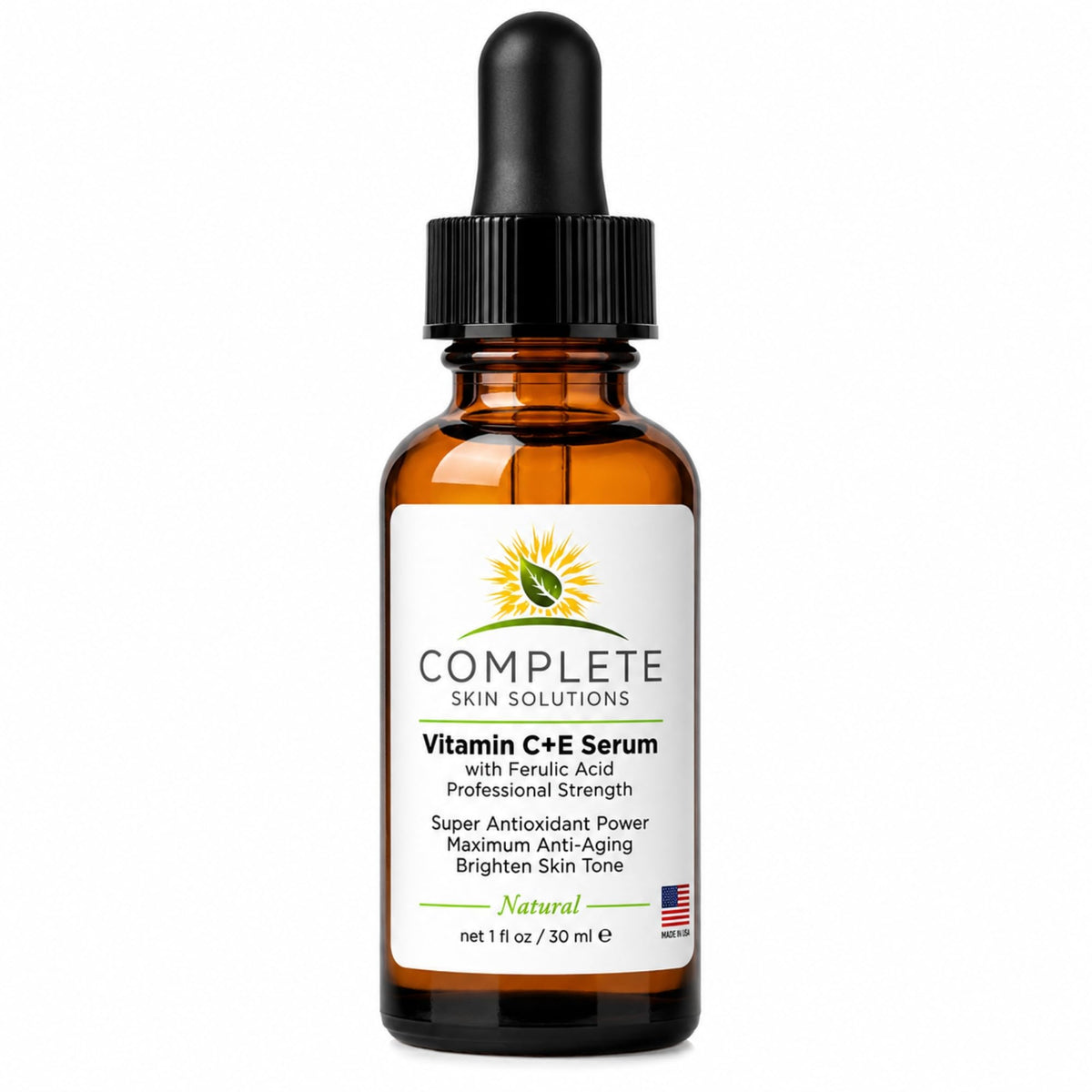 Complete Skin Solutions front bottle showing label and 1 oz size for clear identification