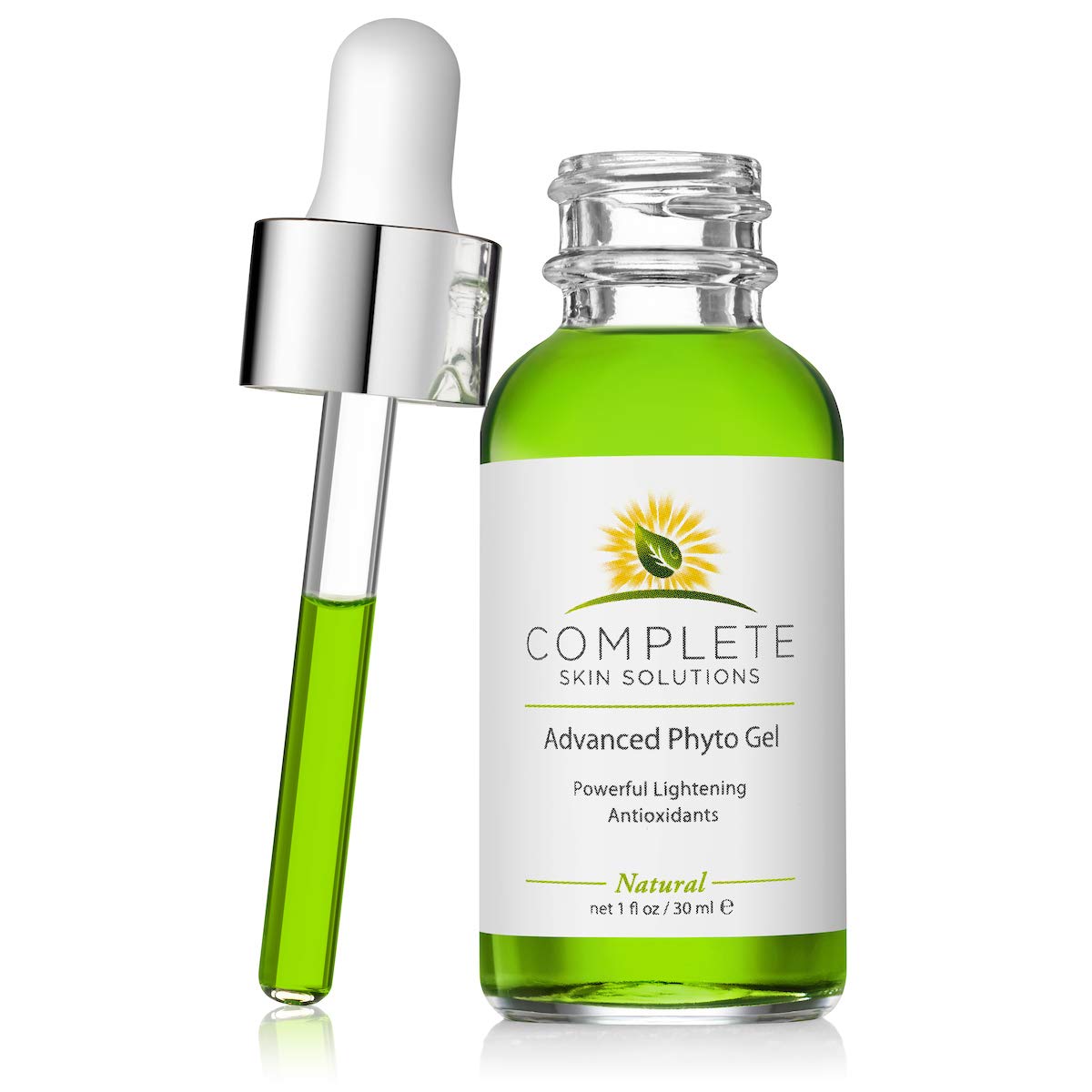 COMPLETE SKIN SOLUTIONS close-up pump and label detail highlighting ingredients and quality