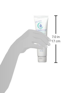 Complex 15 size comparison with everyday objects highlighting 3.4 oz bottle