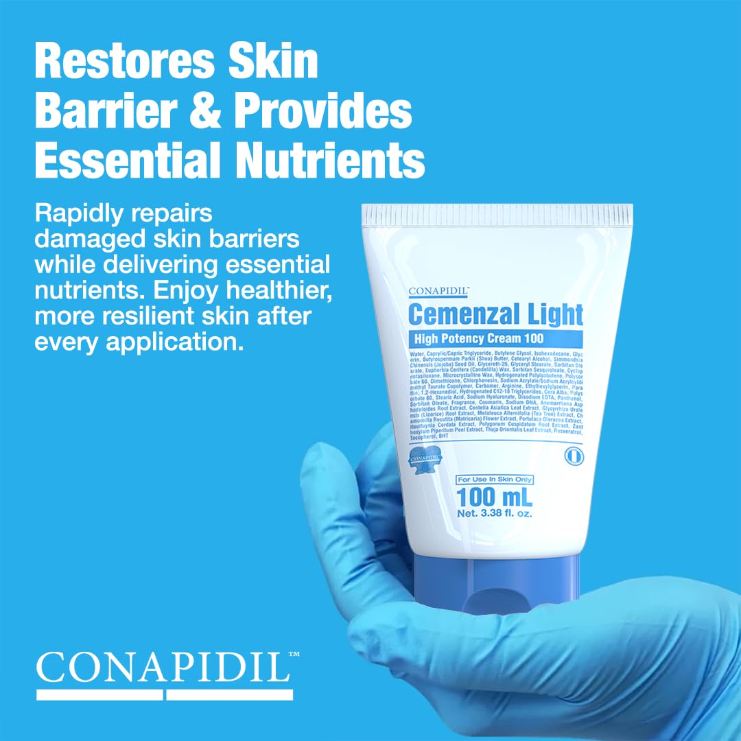 CONAPIDIL jar open revealing lightweight cream texture and easy spreadability