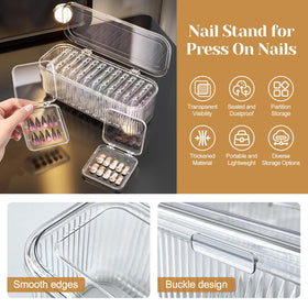 CONBOLA lifestyle salon display of organized press on nails on a counter for professional presentation