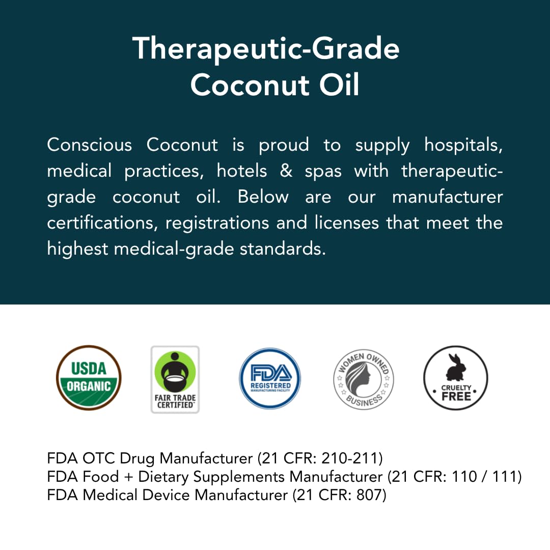 Conscious Coconut oil applied to hands demonstrating quick absorption and hydration