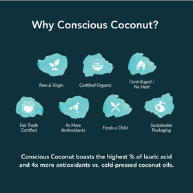 Conscious Coconut close-up scoop of creamy oil showing smooth texture and purity