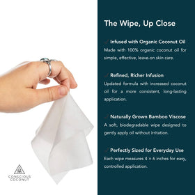 Conscious Coconut wipe treating hands and cuticles for soft, hydrated skin