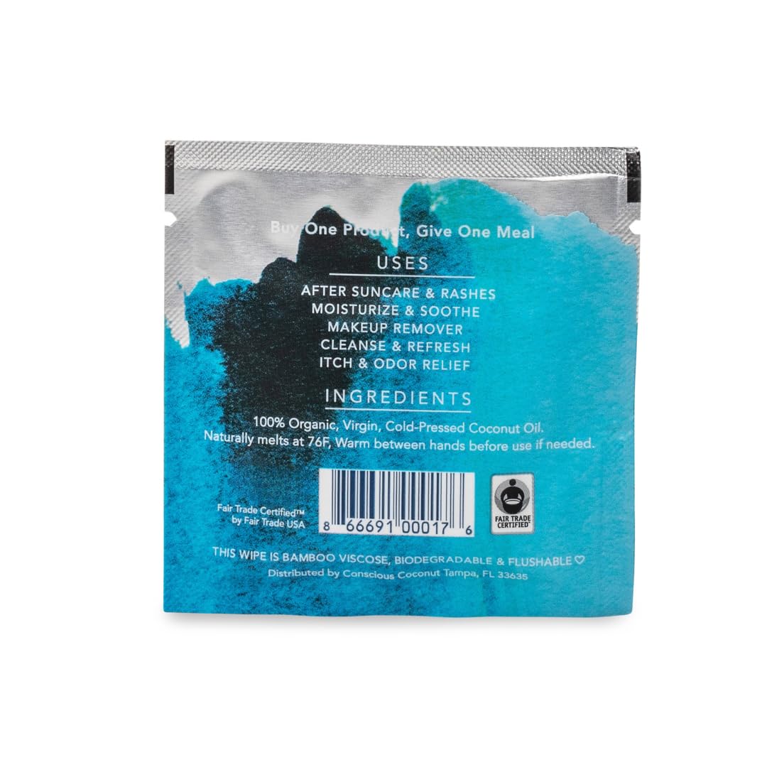 Conscious Coconut wipe with visible coconut oil dispersion illustrating even moisturizing