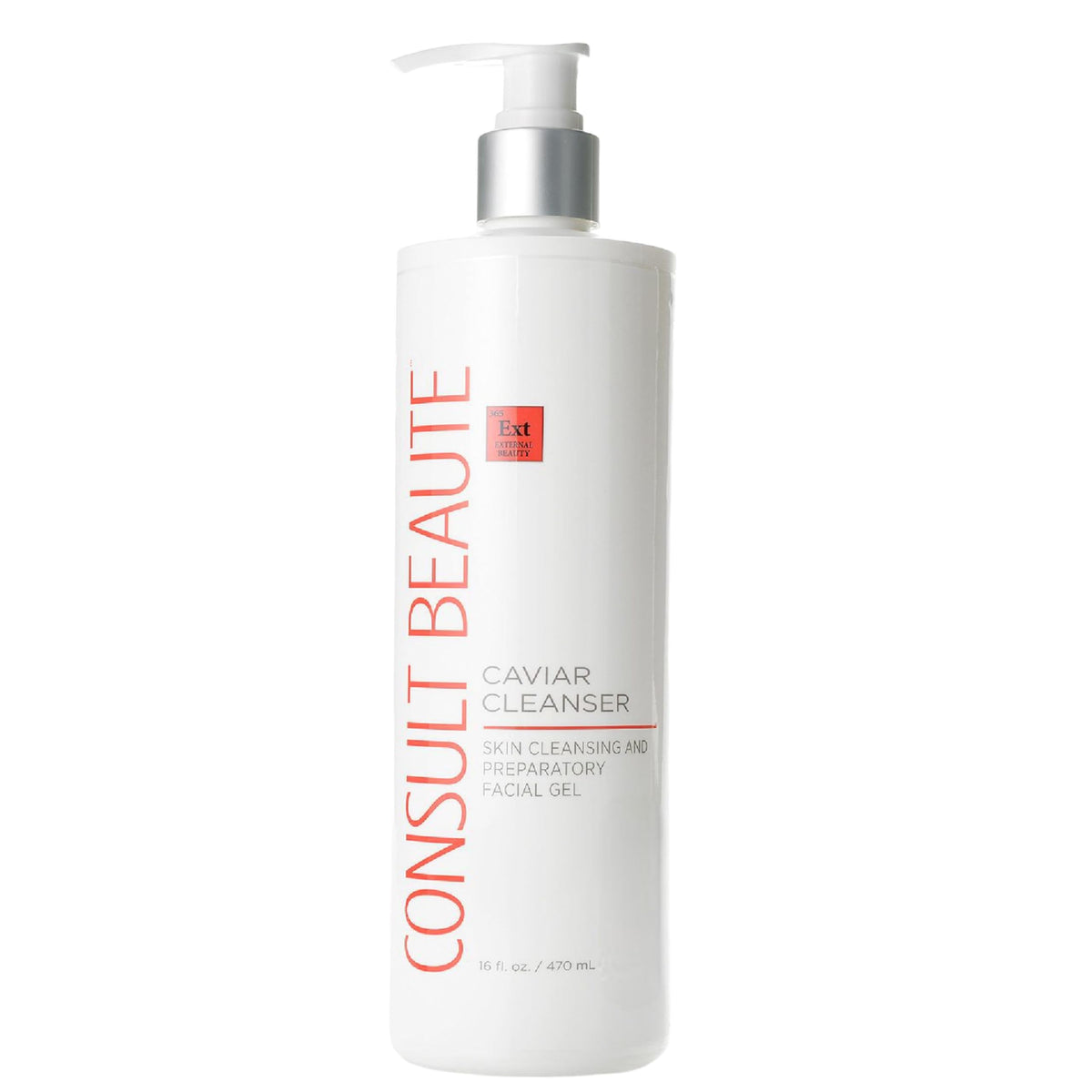 Consult Beaute front packaging showing cleanser bottle and label benefit