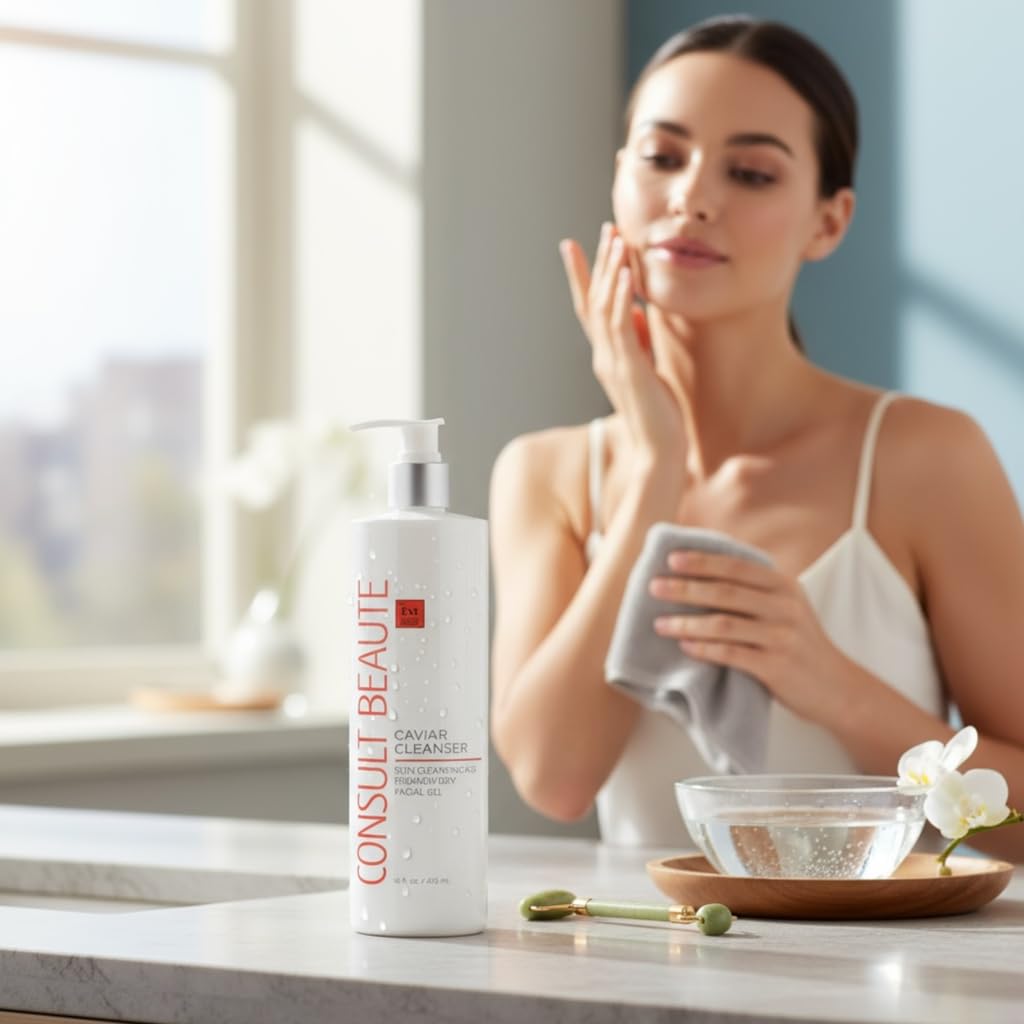 Consult Beaute removing makeup from face to reveal clean hydrated skin
