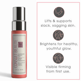 Consult Beaute pipette dispensing concentrate on hand demonstrating easy application and lightweight feel