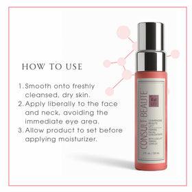 Consult Beaute bottle beside a coin to show 2 fl oz size and travel-friendly scale