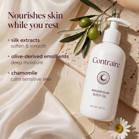 Contraire used in foot massage calming routine for relaxed lower limbs