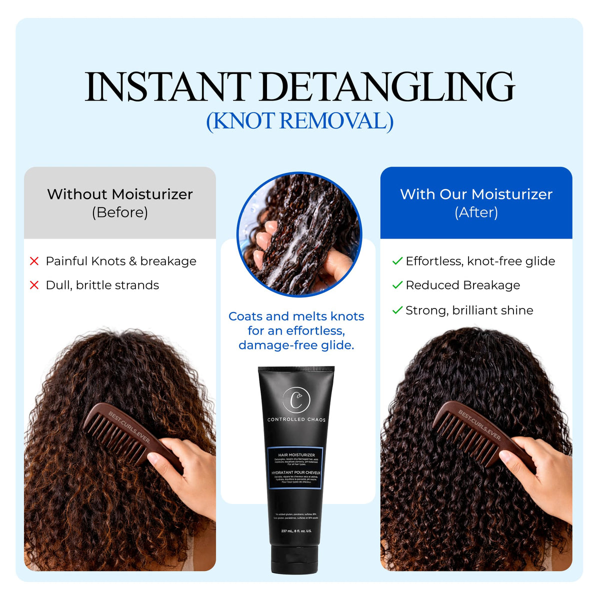 Controlled Chaos applied to damp hair for easier detangling