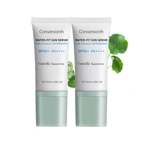 Conversionh front packaging showing SPF50 protection and compact travel size