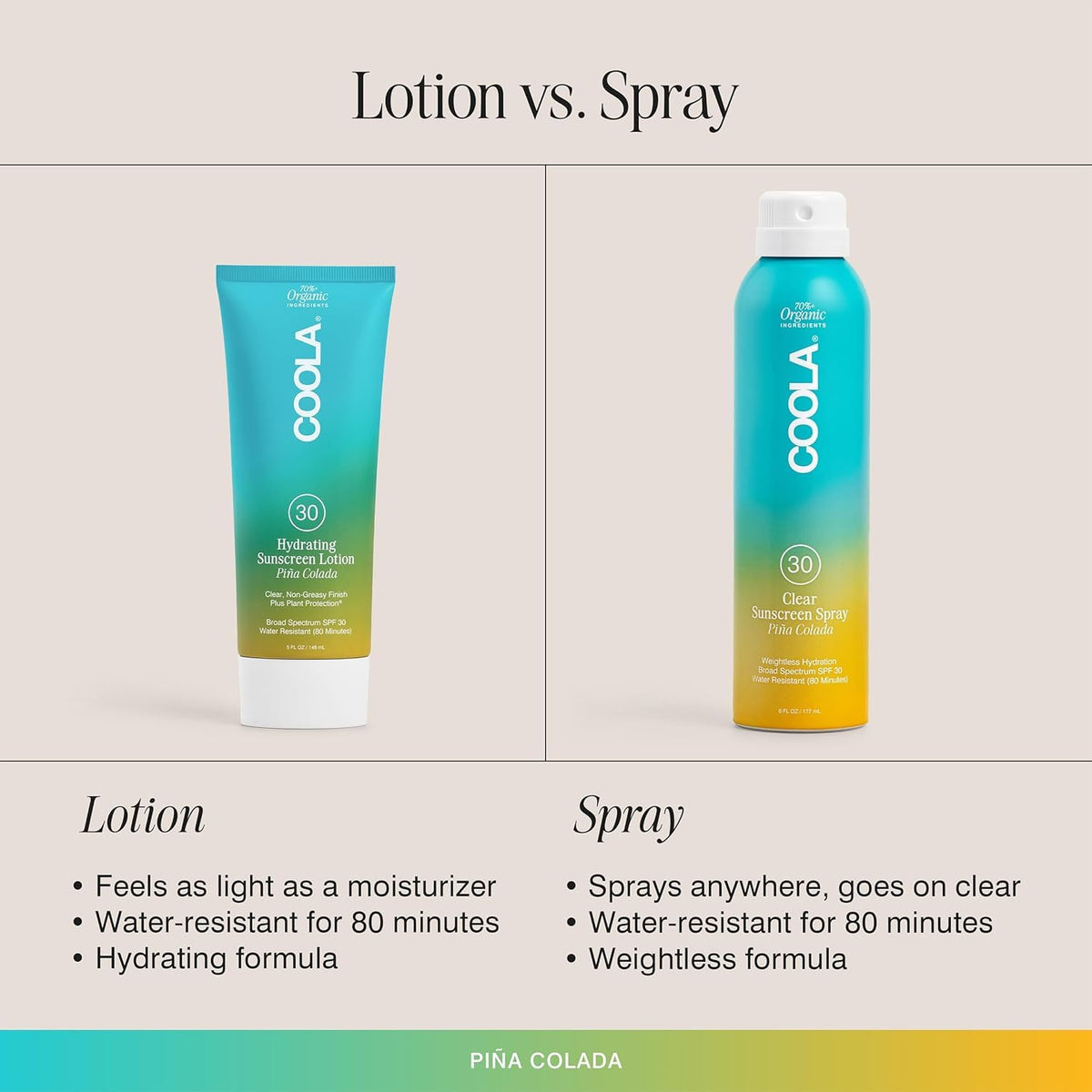 COOLA label detail emphasizing reef‑compliant, vegan, paraben‑free formulation