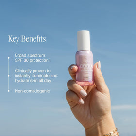 COOLA ingredients display emphasizing probiotic and plant-derived actives
