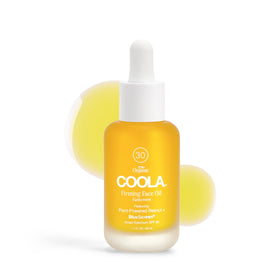 COOLA firming face oil front packaging shows SPF 30 protection and organic branding benefit