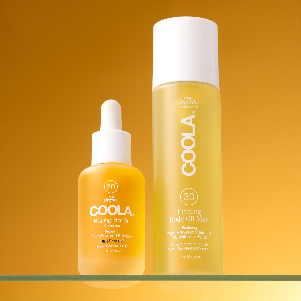 COOLA firming face oil in morning routine setting illustrating easy layering and protection benefit