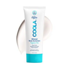 COOLA front packaging showing SPF 50 body lotion and purpose