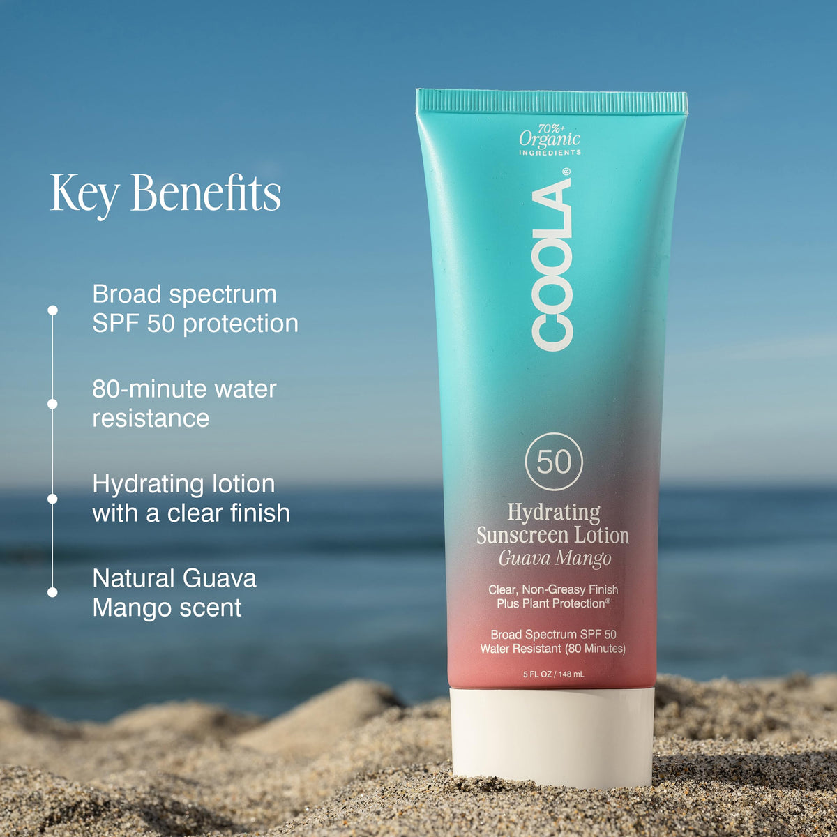 COOLA pump close-up highlighting easy dispensing and clean finish