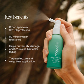 COOLA hair in sunlight illustrating color preservation and shine