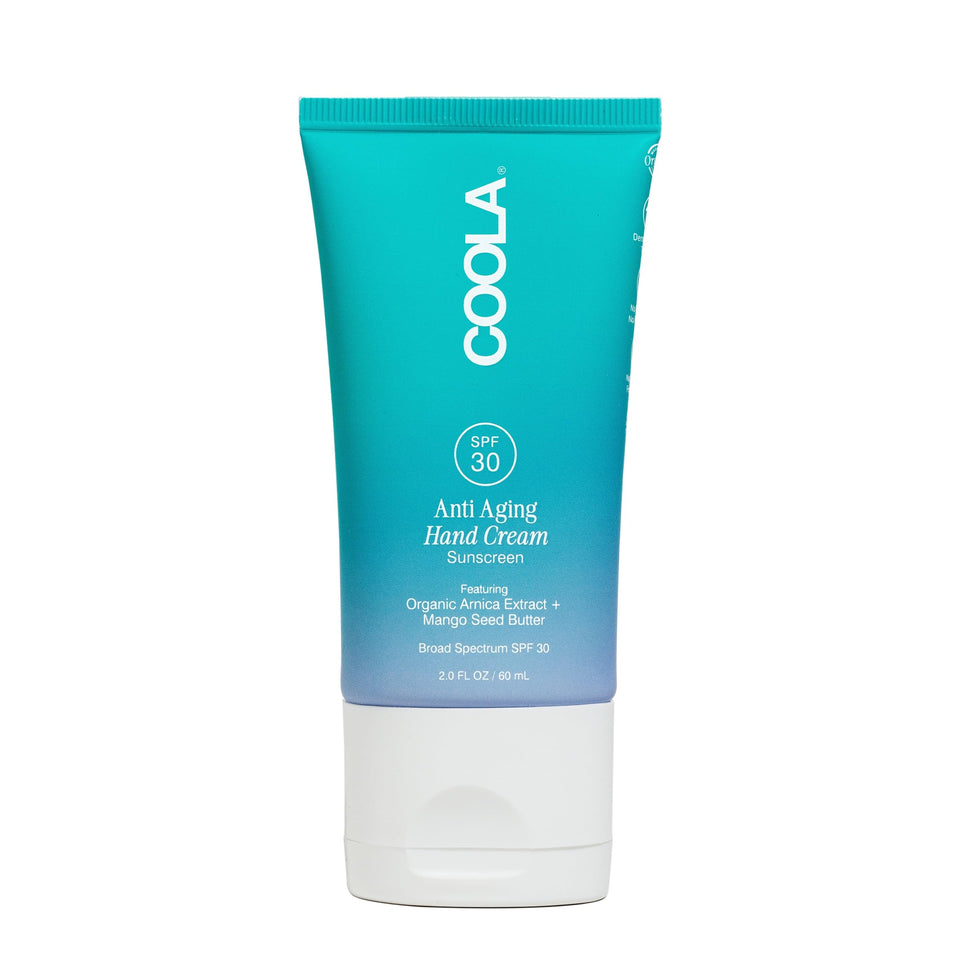 COOLA front tube view showing product branding and SPF benefit