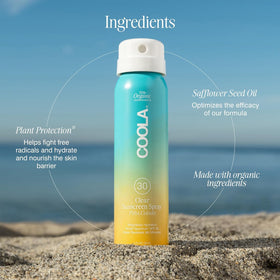 COOLA ingredients label close-up highlighting antioxidant plant benefits
