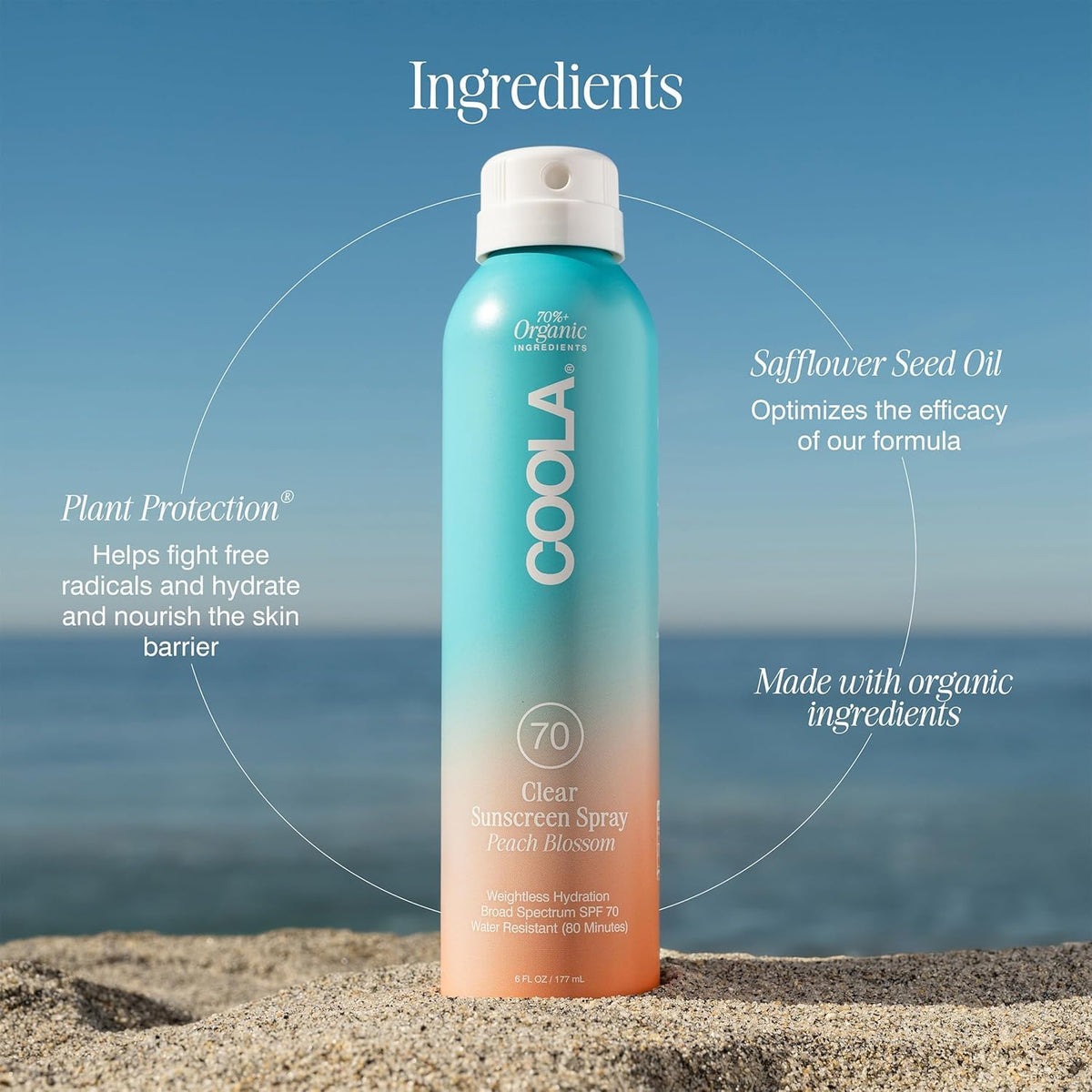 COOLA label closeup highlighting plant actives and ingredient transparency benefit