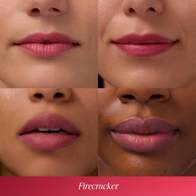 COOLA lip balm applied on lips demonstrating tint and moisturizing benefit