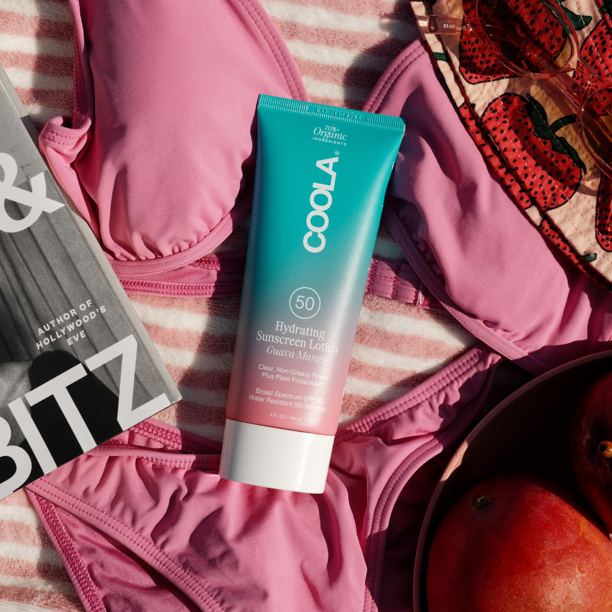 COOLA applied on forearm revealing non-greasy radiant finish benefit