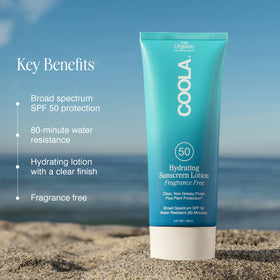 COOLA lotion pump close-up highlighting easy dispensing and hygienic use