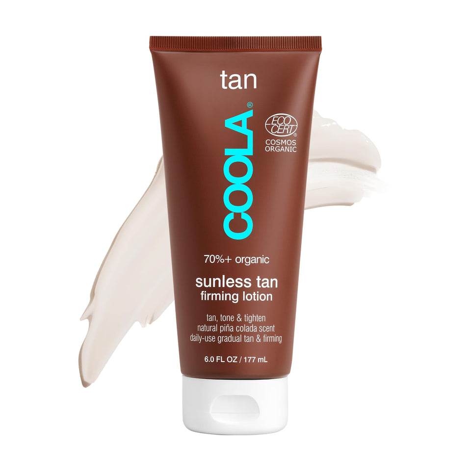 COOLA bottle front packaging showing Piña Colada scent and gradual tan benefits