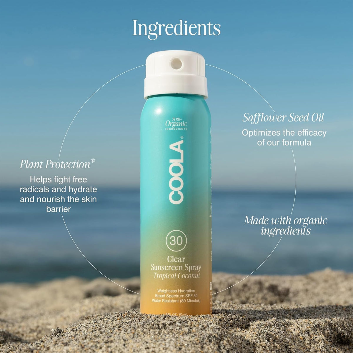 COOLA packaging detail highlighting reef-compliant and vegan features