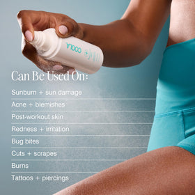COOLA lifestyle on beach scene showing sunburn relief and on-the-go soothing