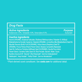 COOLA packaging detail emphasizing recyclable materials and eco-friendly benefit
