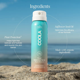 COOLA bottle in hand showing 2 fl oz scale for easy portability