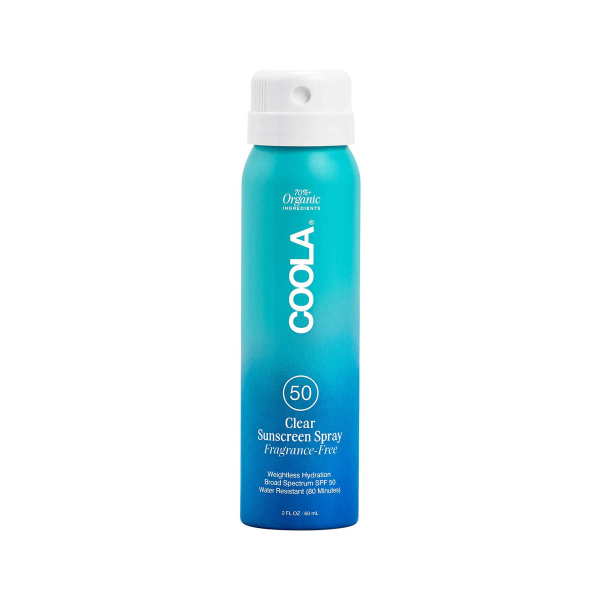 COOLA front packaging showing SPF 50 and travel-size convenience
