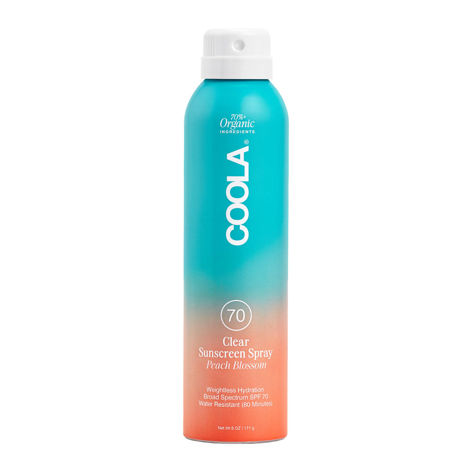 COOLA front packaging showing SPF 70 and peach blossom scent benefit